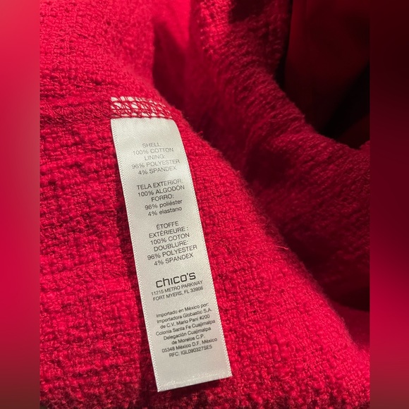 Chico’s Tweed Red Blazer w/Gold Buttons Size 2 (14-16) Excellent Condition $30 - Picture 7 of 7